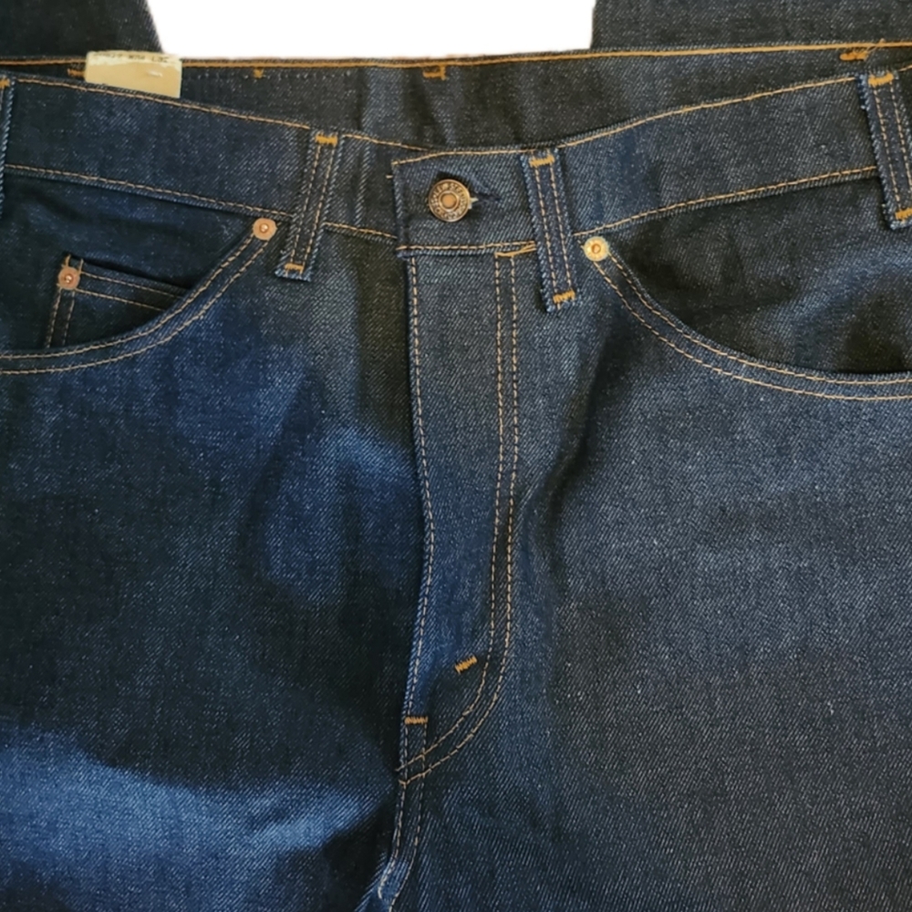 VINTAGE LEVI'S MEN'S 317 ORANGE TAG DARK WASH BOOT CUT JEANS SIZE 34W X 32 NWT - Picture 3 of 10